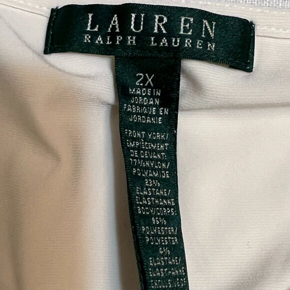 Lauren Ralph Lauren Women’s 2X Ivory Lace Yoke Blouse Top Stretch Plus Size - Picture 3 of 6